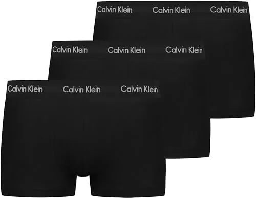 Calvin Klein Calzoncillos bóxer Hombre Pack de 3 Low Rise Trunks Ropa Interior, Negro (Black W Black WB), M