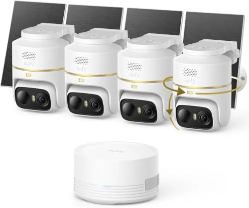 Anker eufy eufyCam C37 Cámara Vigilancia WiFi Exterior 4K Solar, Kit 4+1