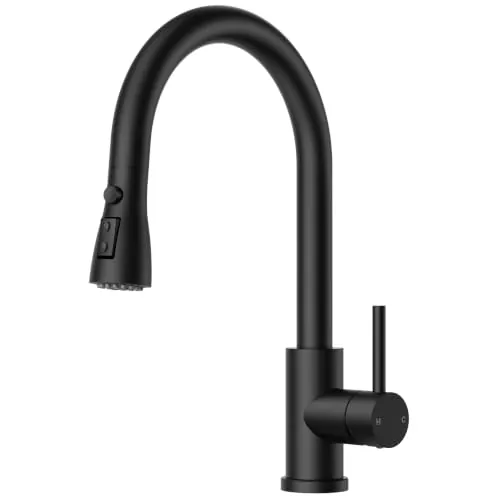 FORIOUS Grifo Cocina Extraíble, Grifo de Cocina con 3 Modos de Chorro, Grifo Fregadero Cocina de Acero Inoxidable con Monomando y Giro de 360°, para Sistemas de Alta Presión, Negro Mate