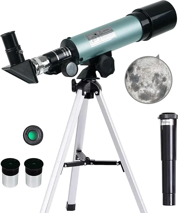 Telescopio Astronómico para Niños, Telescopio 360/50mm 90X Telescopios Astronomico Refractor con Trípode, Regalo Telescopios Astronomicos para Niños Adultos Observer la Luna, Aves