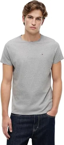 Tommy Jeans Camiseta de manga corta TJM Original Slim Fit, Gris (Light Grey Heather), XS