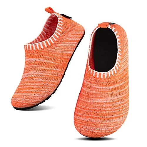 SAGUARO Niños Zapatillas de Estar por Casa Niña Pantuflas Bebé Slipper Niño Zapatos de Interior Infantiles Antideslizantes Ligeras Tejido Volante Naranja 28/29 EU