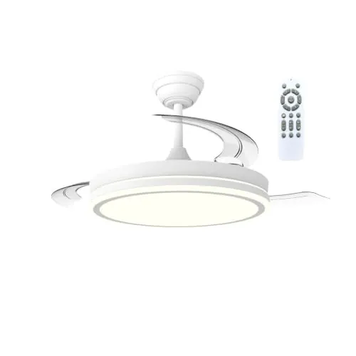 wonderlamp Ventilador de techo aspas retráctiles con luz LED con mando 48W
