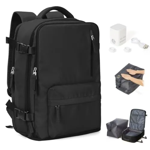 BJLFS Mochila Viaje al Vacio con Bomba Mochila Viaje Cabina Avion 40x30x20 Ryanair Mujer Equipaje de Mano 40x30x20 Wizzair Vueling Easyjet Bolsa de Viaje Hombre Mochilas para Computadoras portátiles
