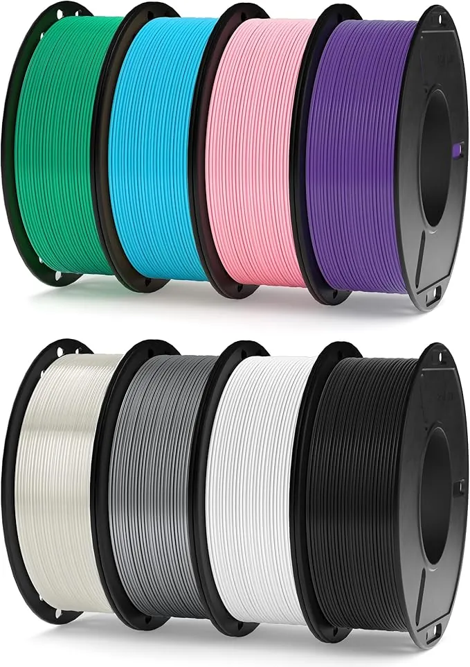 ELEGOO Filamento PLA 1.75 250G Bobinas, 8 Rollos Multicolor, 250G por Carrete, Precisión Dimensional +/- 0.02 mm, Compatible con la Mayoría de Impresoras 3D