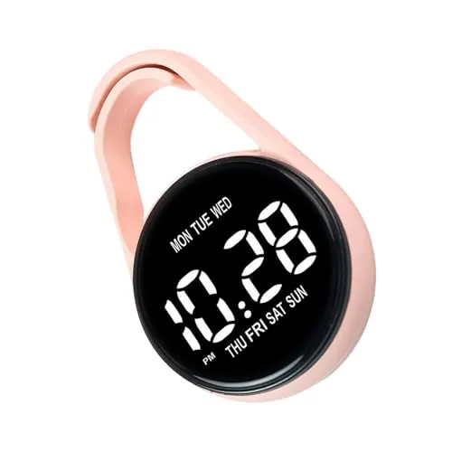 Reloj de bolsillo digital con clip para llavero, pequeño dispositivo de cronometraje para mochilas y cinturón, reloj electrónico, llavero digital