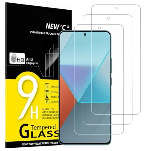 NEW'C 3 Piezas, Protector Pantalla para Xiaomi Redmi Note 13 Pro 5G/4G, (no compatible Redmi Note 13 Pro+)Cristal templado Antiarañazos, Antihuellas, Sin Burbujas, Ultra Transparente, Ultra Resistente