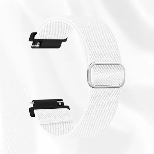 Correas de reloj de liberación rápida de 20 mm y 22 mm, correas elásticas trenzadas de nailon impermeables, pulsera de lazo solista ajustable para mujeres y hombres (blanco, 22 mm)