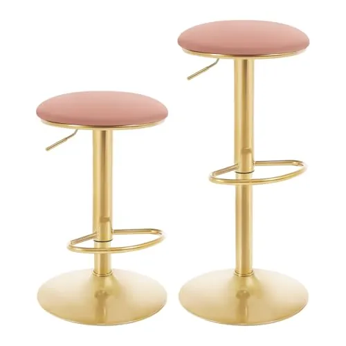 WOLTU Taburetes de Bar Juego de 2 con Reposapies Terciopelo, Rosa