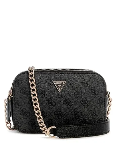 GUESS Noelle II Crossbody Camera, Bolso Bandolera Mujeres, Logotipo de carbón, Talla única