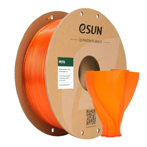 eSUN Filamento PETG 1.75mm, Impresora 3D Filamento PETG, Precisión Dimensional +/- 0.05mm, 1KG Carrete (2.2 LBS) para Filamento de Impresión 3D, Naranja