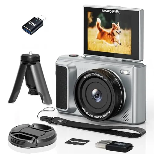 ARNSSIEN Camara Digital 4K Cámara Compacta Digital 2,8" Pantalla 180°Selfie