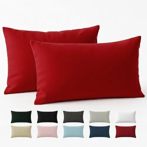 Funda de Almohada 40x70 Algodón Reforzado (Pack de 2) - Burdeos - Tela Apretada de 57 Hilos/cm² - Funda Almohada 40 x 70 - Certificación Oeko Tex - Dreamzie