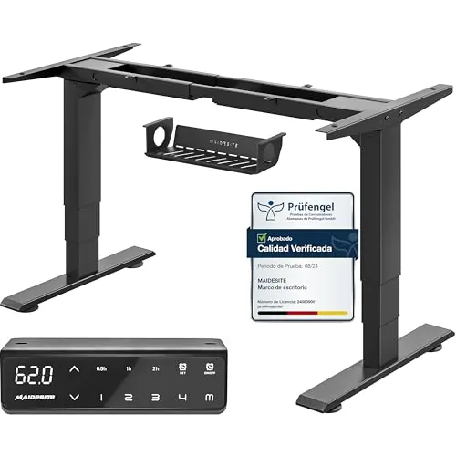 MAIDeSITe Marco de Escritorio de pie Altura Ajustable Eléctrica Doble Motor 3 Sección Patas Telescópicas con tecla de Memoria Automática Inteligente(Negro)