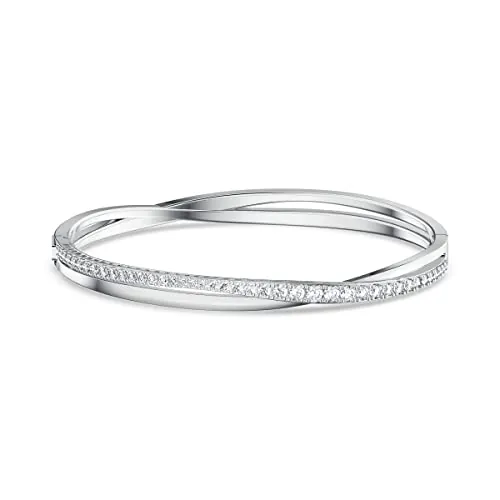 Swarovski Brazalete Twist, Blanco, Baño de rodio