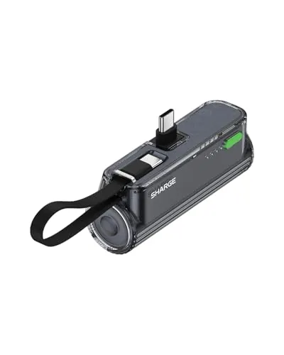 SHARGE Flow Mini 2 5000mah Power Bank USB C con Cable Integrado, 22,5W PD