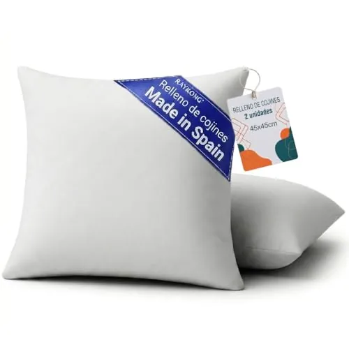 Relleno de Cojín Fibra Hueca Siliconada | Almohada Sofa y Cama | 45x45-2u