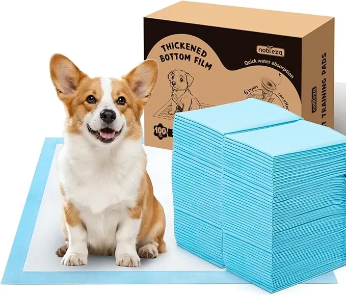 Nobleza Empapadores Perros 60x60cm Pañales Desechables para Perros, 100 Unidades Alfombra Toallas Higiénica Absorbente y Antifugas Empapadores para Mascotas,Empapadores Perros