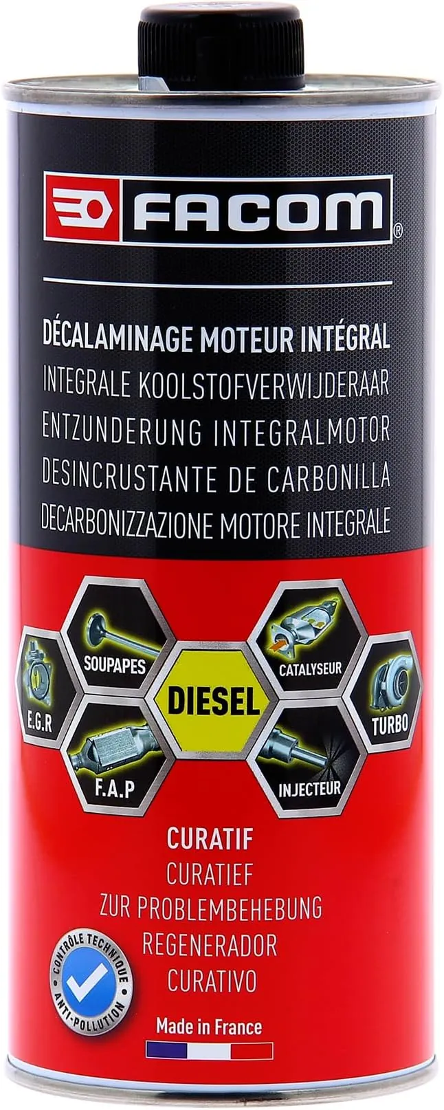 FACOM 006025 Aditivo Descarbonizante Motor Diésel – Tratamiento Curativo – Limpieza EGR, Turbo, Catalizador y Filtro de Partículas, 1L