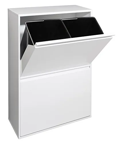 ARREGUI CR601-B Cubo de Basura y Reciclaje de Acero de 4 Compartimentos | 4x17 L (68 L) | Cubos de Basura de Cocina | Contenedores de Reciclaje para Casa u Oficina | blanco