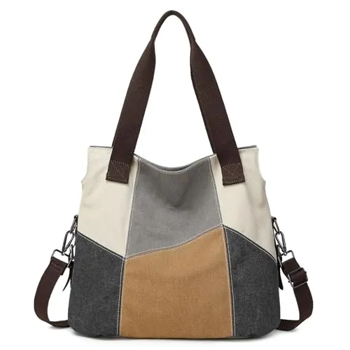 SIVENKE Bolso de Lona para Mujer Bolso de Las Señoras de la Lona Bolso de Hombro de Las Mujeres Bolso Bandolera Bolso Tote Bolso Shopper