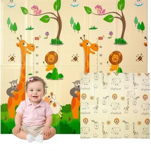 Edibaby, Alfombra Bebé Acolchada Plegable, Diseño Infantil, Colchoneta de Juegos para Suelo, Reversible, XPE, Tapete Baby Play Mat (Jungle | 180 x 150 | 1 cm)