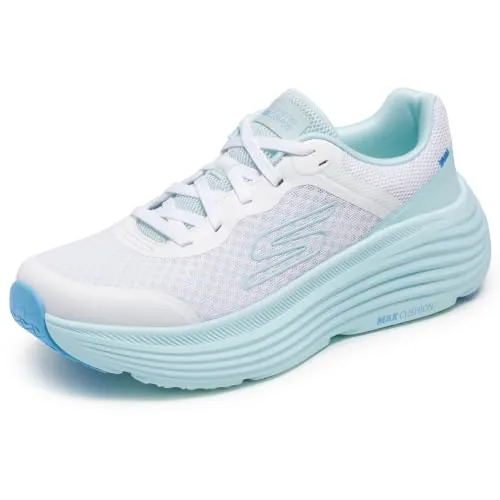 Skechers MAX Cushioning Endeavour Canova - Zapatillas Deportivas para Mujer, Ribete sintético Blanco y Azul Claro, 39.5 EU