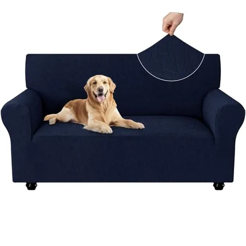 Ystyle Funda Sofa 2 Plazas, Couch Cover Elasticas, Funda para Sofa Antiarañazos Gatos, Forros para Sofas Antideslizante, Protector Sofa Antimanchas Lavable Anti Perros, Azul Oscuro