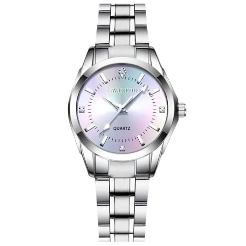 aswan watch Reloj Analógico para Mujer de Cuarzo con Correa en Acero Inoxidable,Clásico y Elegante Reloj de Mujer con Esfera Decorada con Diamantes,Agujas Luminosas,Caja de 29.5MM y 3 manecillas