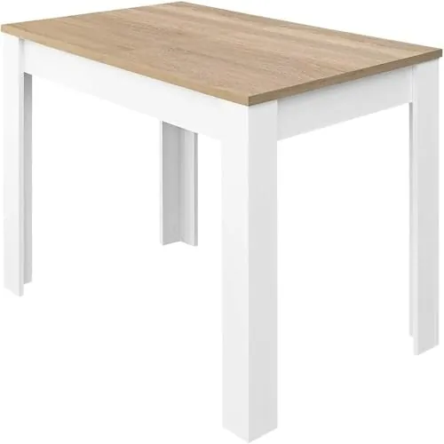 Habitdesign Mesa de Comedor Extensible Kendra, Acabado Blanco Artik y Roble Canadian