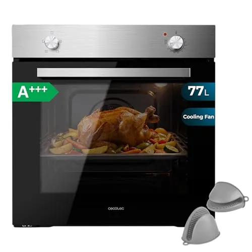 Cecotec Horno Integrable Bolero Hexa C126000 Inox A GloveKit. 2800 W, 77 L de capacidad, 4 Funciones, Steam Assist, Steam EasyClean, Cooling Fan, Triple Glass, Clase Energética A, Luz interior