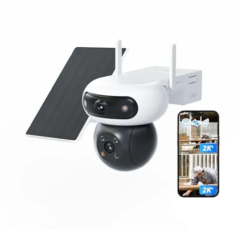 EZVIZ 4MP+4MP Cámara Vigilancia Exterior Solar, 4G /WiFi Conexión Dual, Grabación 24/7 AOV, Batería 10400mA, Detección Persona/Vehículo, Visión Nocturna Color, Audio Bidireccional, Panel 8W, CB90x 4G