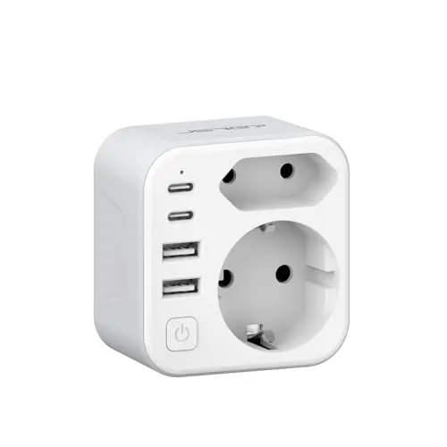 JSVER Adaptador Enchufe Español a Australia, Adaptador de Viaje Chino con 2 Tomas,2 USB y 2 USB C,Tipo I para Australia, Chino, Argentina, Nueva Zelanda, Fiji