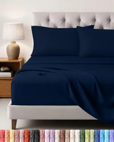 Utopia Bedding Juego de Sabanas 4 Piezas, 150x200cm, Azul Marino