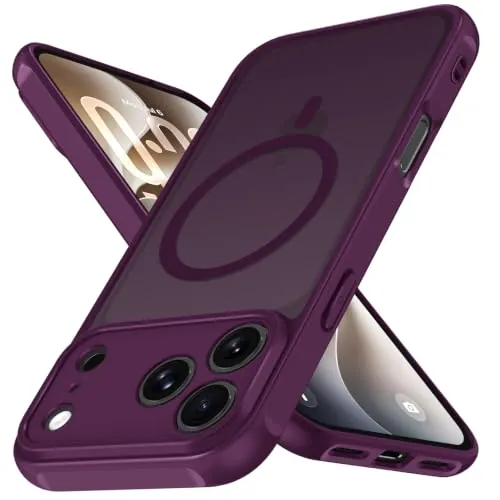 ivoler Funda Magnética para iPhone 18 Pro MAX/iPhone 17 Pro MAX, Compatible con MagSafe, [Protección Militar] Carcasa Protectora Antigolpes Antiarañazos Translúcida Mate Trasera Fina Case, Burdeos