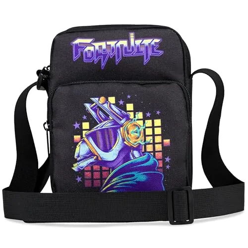 Fortnite Bolso Bandolera Niño y Adolescente Bolso Cruzado para Movil Dinero Ideal para Salidas y Vacaciones Regalos para Niños (Negro Llama)