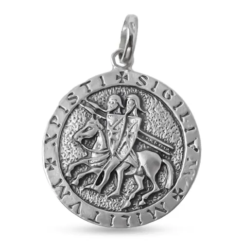 Inmaculada Romero IR Medalla de los Caballeros Templarios en Plata de Ley 925m maciza de 27mm. Cruz de Malta esmaltada