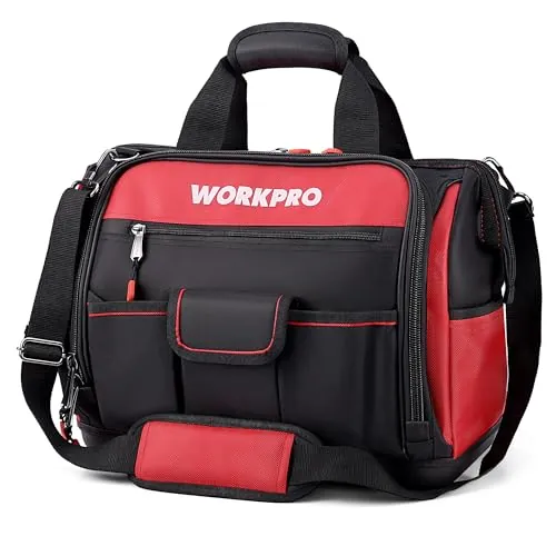 WORKPRO Bolsa de Herramientas 42x25x34cm, Respaldo Rígido Resistente al Agua