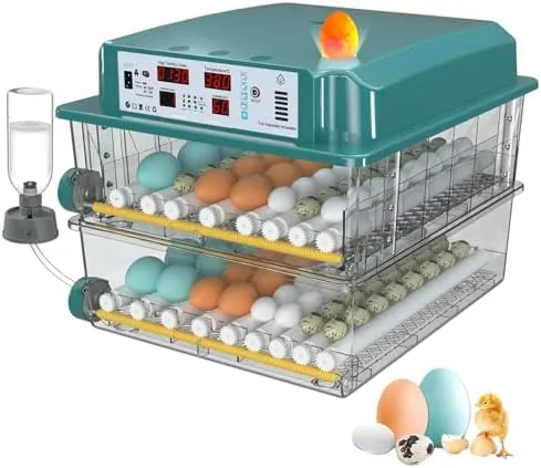Incubadora de Huevos 120 Unidades, Incubadoras de Huevos Automaticas con 4 Modos de Incubación, Relleno de Agua Automático, Pantalla de Temperatura y Humedad, Incubadora Huevos Gallina para Volaille