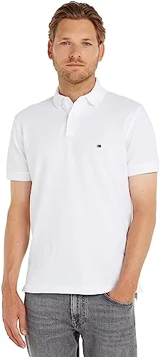 Tommy Hilfiger Polo de Manga Corta Hombre 1985 Regular Fit, Blanco (White), XL