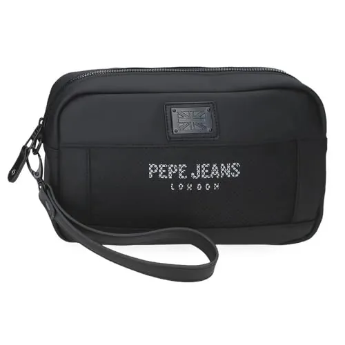 Pepe Jeans Durham Riñonera Negro 21x12,5x7 cms Poliéster con detalles en Piel Sintética by Joumma Bags