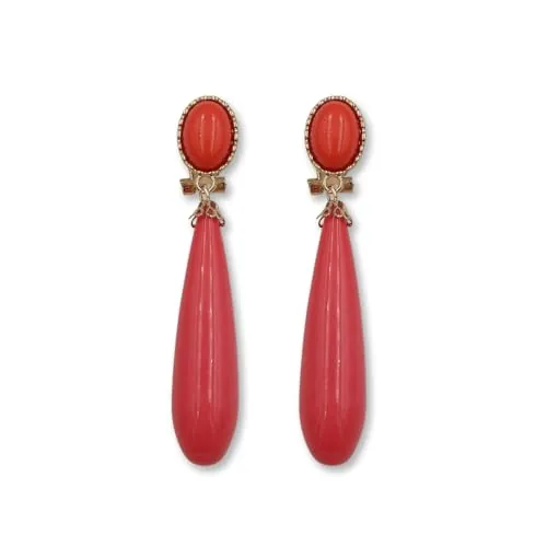 Pendiente con forma de lágrima (CORAL)