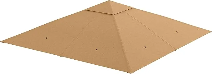 Outsunny Techo de Repuesto para Cenador, 3x3 m, Cubierta de Repuesto con 8 Orificios de Drenaje, Ventilación y Protección UV, Solo Toldo de Recambio para Pabellón Gazebo, Beige