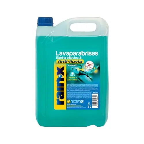 Rain-X Limpiaparabrisas Coche Antilluvia con Protección Anti Mosquitos - Tecnología Hidrofóbica Antilluvia – Previene la Formación de Bacterias y Mejora la Visibilidad - 5L