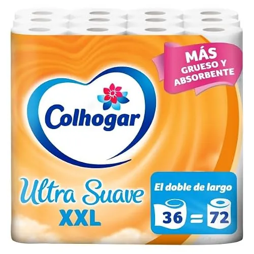 Colhogar Ultra Suave XXL x36 - Equivalente a 72 rollos - 2 Capas - Blanco - Paquete de 36 Rollos Extra Grandes (3x12)