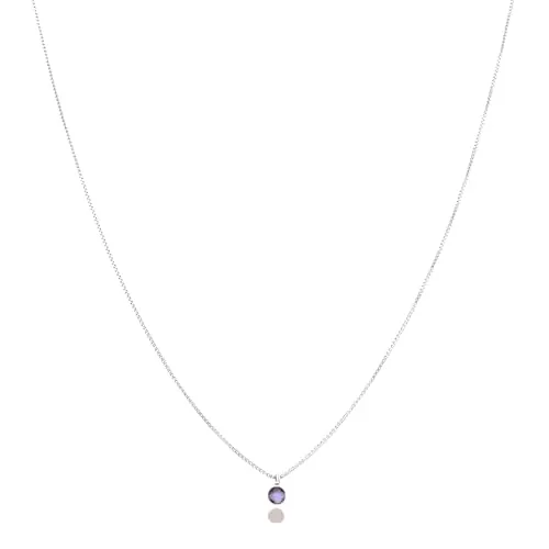 MALU MAIESE - Collar Mini Stones Plata 925, Colgante Minimalista con Piedra Semi Preciosa, Cadena Veneciana Plata y Mineral, Regalo Perfecto para Mujer (Amatista, 45 cm en Plateado)