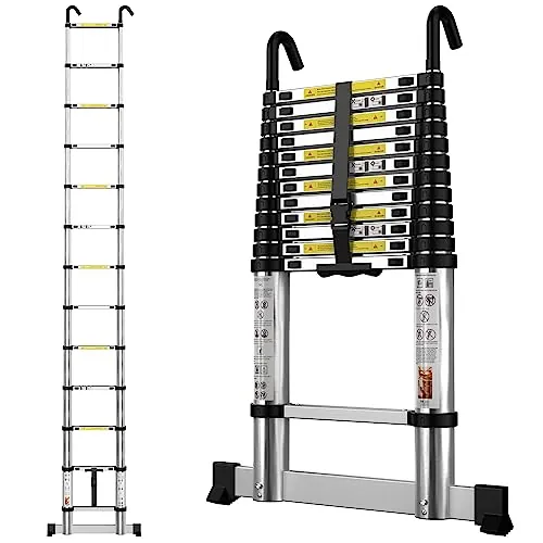 gymount Escaleras Plegables Aluminio, 3,8m Escalera Telescópica, 13 Pasos