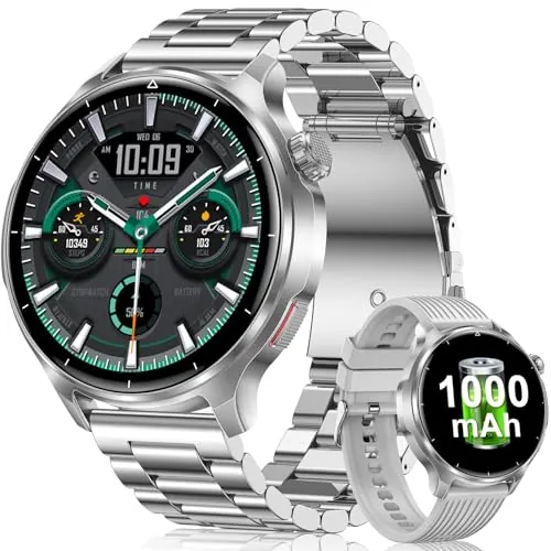 Reloj Inteligente Hombre, Batería de 1000 mAh, Pantalla Grande HD de 1,52''