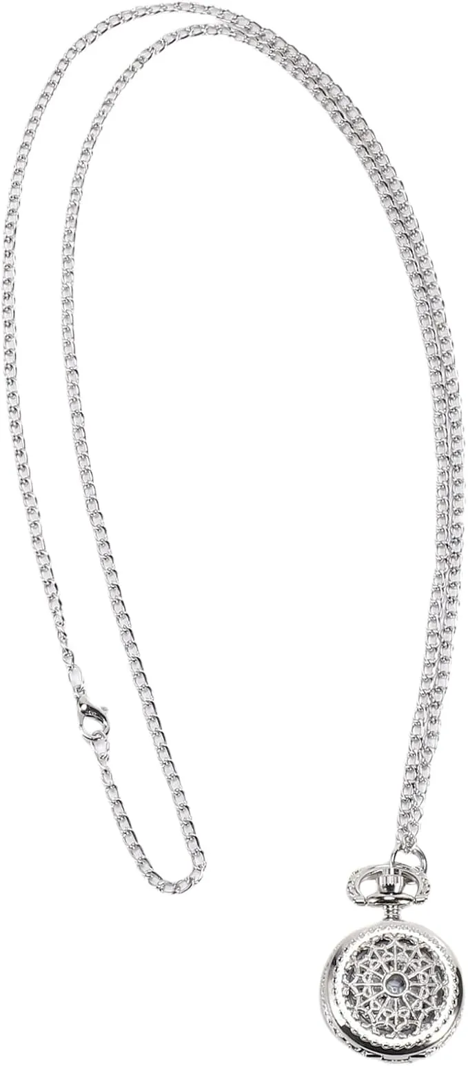 Reloj de bolsillo de cuarzo aleación de plata colgante collar de bolsillo para mujer