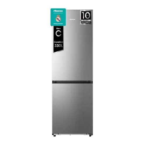 Hisense RB3K330SAIC - Frigorífico combi -, No Frost, Altura 1856 mm, Capacidad 330 l, Acero inoxidable